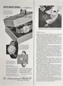 稀少・時計広告！1959年IWC 時計広告/International Watch Co./O