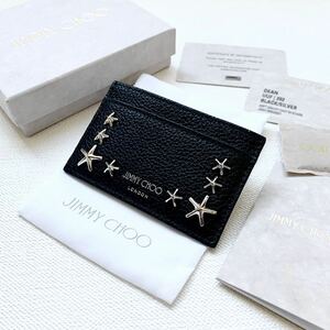 新品 ジミーチュウ JIMMY CHOO スター スタッズ レザー カードケース DEAN 黒 ブラック メンズ 定期入れ 送料無料