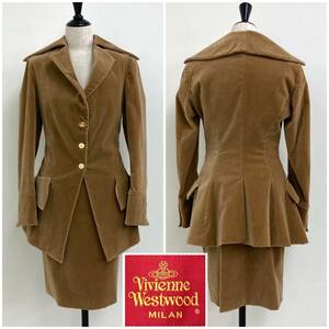 90s 赤タグ vivienne westwood ベルベット セットアップ ジャケット タイト スカート ヴィヴィアンウエストウッド VINTAGE archive 3120205