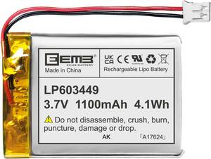 1 1 X EEMBリチウムポリマー電池3.7 V 1100 mAh 603449 Lipo充電可能電池パック付きJSTコネクタ-