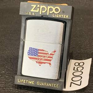 1000円スタート ZIPPO 未使用 ハイポリッシュクローム アメリカ国旗 化粧箱有り オイルライター ジッポー 1993年製 Z0058