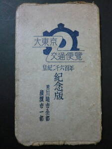 「大東京交通便覧(全)」番地入35区分地図入・皇紀二千六百年記念版(昭和15年)/　大東京交通協会