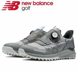 ニューバランス ゴルフNew balance GOLF FuelCell UGS1001 BOA ボア ゴルフシューズ スパイクレス 25.5㎝ グレー 中古　メンズ　