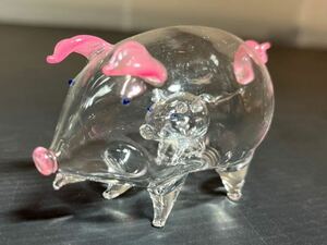豚 硝子 硝子細工 ガラス glass インテリア 置物 オブジェ レトロ 