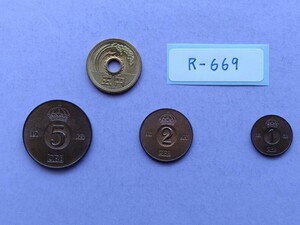 外国コイン　スウェーデン　(Rー６６９)　５オーレ硬貨　２オーレ硬貨　１オーレ硬貨　おまとめ　３枚