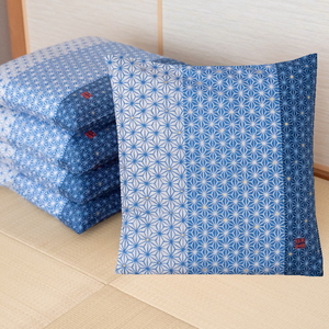 座布団カバー ５枚組 日本製 59×63cm 八端判 麻の葉模様 ネイビー 日本の伝統美 オシャレ
