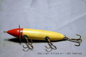 VINTAGE wooden LURE HEDDON dawagiac surface lure #200 3pin c1914 （y629-35）USA MADE #OLDLURE #ARTLURE_VINTAGE 