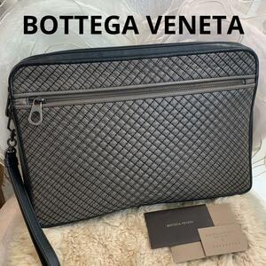 ☆新品同様☆BOTTEGA VENETA クラッチバッグ グレージュxブラウン