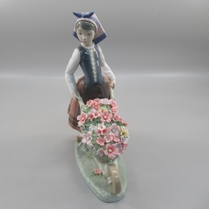 1円〜 Lladro リヤドロ No.1419「花車を押す少女」 人形 置物 フィギュリン 258-2643237【O商品】