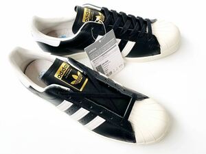 デッド!! 新品 希少 19年 adidas SUPERSTAR 80s アディダス スーパースター ブラック ホワイト 黒 × 白 天然皮革 us 9.5 / 27.5 ㎝