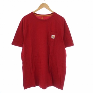 カーハート carhartt Tシャツ カットソー 半袖 REGULAR FIT クルーネック 胸ポケット XL 赤 レッド /KH メンズ