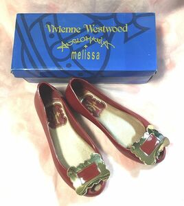 値下★Vivienne Westwood ヴィヴィアンウエストウッド★melissa・バレエ・フラット・シューズ・レッド系・37・24cm前後★未使用ワケ有