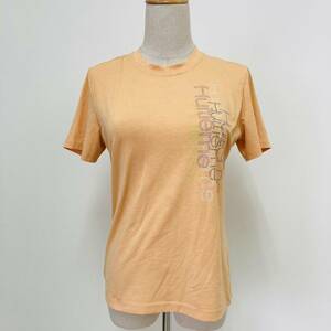 YH0056 HUITIEME レディース Tシャツ 半袖 薄手 プリント 丸首 M オレンジ 万能 シンプル 古着 USED 春夏 ベーシックカジュアルスタイル