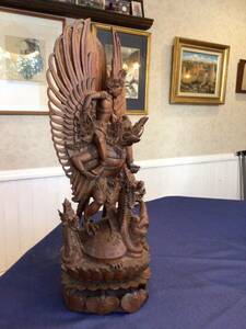 バリ島　木彫り　ガルーダ神像　ヴィシュヌ神　５６センチ木彫仏像 