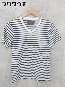 ◇ wjk ダヴルジェイケイ ボーダー 半袖 Tシャツ カットソー サイズS ホワイト系 メンズ