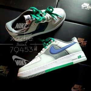 新品 正規品 NIKE ナイキ AIR FORCE1 LOW エアフォース1 ロー スプリット 灰 グレー ネイビー 緑 グリーン 29cm US11 箱付き