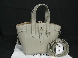 ■新品■未使用■ FURLA フルラ ネットミニ レザー 2WAY ハンドバッグ ショルダー レディース グレー系 AT4812