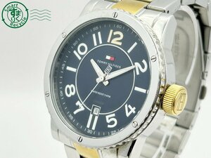 2404604819　◇ TOMMY HILFIGER トミーヒルフィガー TH.96.1.20.0855 ネイビー文字盤 デイト メンズ クォーツ QUARTZ QZ 腕時計 中古