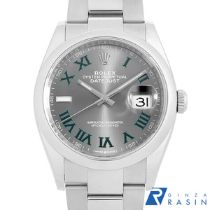 ロレックス デイトジャスト36　 126200 スレート グリーンローマ 3列 オイスターブレス ランダム番 中古 メンズ 腕時計