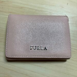 FURLA フルラ レザー ウォレット 財布 コンパクト ピンク　レディース　ブランド　三つ折り　ミニ財布　コンパクトウォレット　シンプル