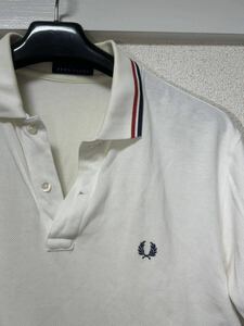 ☆1円〜FRED PERRY フレッドペリー ストライプホワイト 半袖ポロシャツ メンズ XLサイズ 日本製 国内正規品 限定 希少 絶版 レア ゴルフ☆