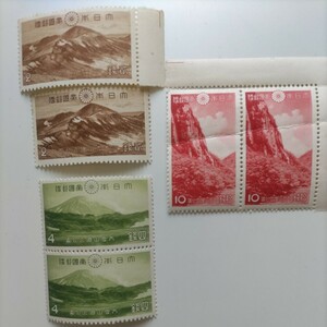 第１次大雪山国立公園切手　バラ　２銭、４銭、１０銭各２枚