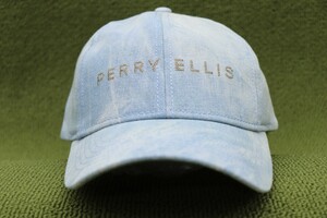 レアsample新品 ペリーエリス PERRY ELLIS キャップ 帽子 デニム タイダイ柄 ハードウォッシュ インディゴ フリーサイズ 管理no4Aa