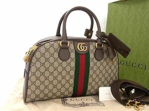 ■新品■未使用■ GUCCI グッチ 723309 サヴォイ GGスプリーム PVC 2WAY ボウリングバッグ ハンドバッグ ショルダー ブラウン系 AX3720