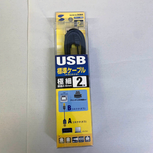 未使用品 SANWA USBケーブル 極細 2m KU20-SL20BK プリンター スキャナー 金 A-B コネクタ ケーブル【1168
