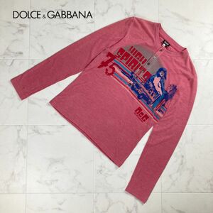 Dolce & Gabbana ドルチェ&ガッバーナ ハーフボタン ガールズプリント 長袖カットソー トップス レディース ピンク サイズM*NC568