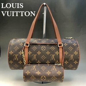 美品 LOUIS VUITTON ルイヴィトン モノグラム パピヨン30 ポーチ付 M51365 ハンドバッグ 筒形バッグ ミニボストン 正規品 保証 最落無