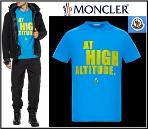 7万新品本物◆モンクレールジャパン◆XXL◆MONCLER『AT HIGH ATITUDE』Tシャツ青1円