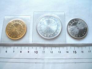 天皇陛下在位60年記念 金貨1枚・銀貨1枚 ブリスターパック＋500円硬貨1枚セット （再出品）