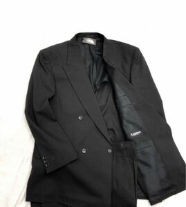 新品【サイズAB7★ダブルの礼服】4Bダブルフォーマルスーツ　真っ黒　 背抜き/ノーベンツ アジャスター付き　超軽量ソフトダブルスーツ