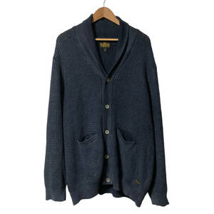 TRUE RELIGION トゥルーレリジョン A/W BTN CARDIGAN ショールカラー カーディガン ニット 2XL インディゴ コットン 厚手 メンズ A9