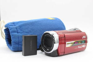 【返品保証】 【録画再生確認済み】JVC GZ-E333-R レッド 60x バッテリー付き ビデオカメラ v198