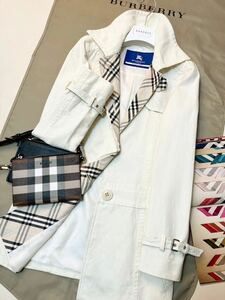 J48【サマートレンチ!!】参考価格12万●超美品BURBERRY BLUE LABEL●鮮やかノバチェック●高級トレンチコート バーバリーコート レディース