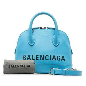 バレンシアガ トップハンドルXXS ハンドバッグ ショルダーバッグ 2WAY 550646 ブルー レザー レディース BALENCIAGA 【中古】