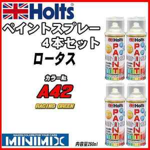 ペイントスプレー 4本セット ロータス A42 RACING GREEN Holts MINIMIX