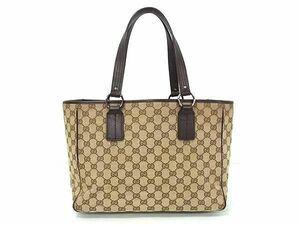 1円 GUCCI グッチ 113017 002407 GGキャンバス×レザー ショルダーバッグ トート 肩掛け レディース ブラウン系 FA5987