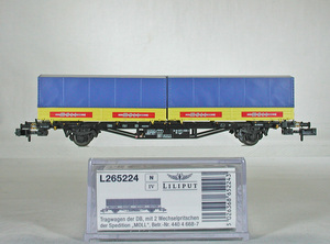 LILIPUT #L265224 ＤＢ（旧西ドイツ）　Ｌｇｊｓｓ５７１型コンテナ貨車　搭載トラックトレーラ ＭＯＬＬ