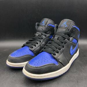 M2718 良品 NIKE ナイキ AIR JORDAN 1 MID エア ジョーダン ミッド スニーカー メンズ US7.5/25.5cm ブラック ブルー 554724-068