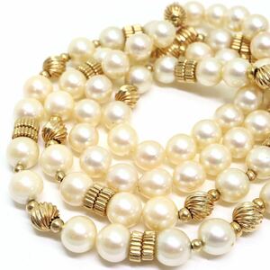 《K14 アコヤ本真珠ネックレス》M 40.3g 約7.0-7.5mm珠 約65cm pearl necklace ジュエリー jewelry EB3/EB3