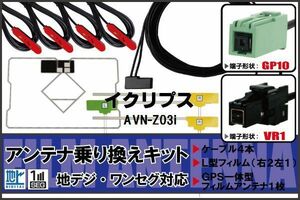 フィルムアンテナ GPS一体型ケーブル セット 地デジ ワンセグ フルセグ イクリプス ECLIPSE DTVF12 同等品 AVN-Z03i VR1 対応 高感度