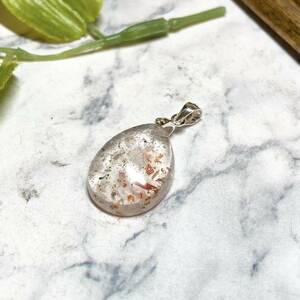 【E4245】キラキラ?ラズベリーサンストーンペンダント?Raspberry Sunstone Pendant ?