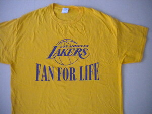 ビンテージ LOS ANGELES LAKERS レイカーズ FAN FOR LIFE Tシャツ イエロー NBA バスケットボール XL