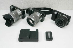 SONY ミラーレス 一眼レフカメラ α5000 ILCE-5000 / NEX-5N / NEX-5 レンズ SEL1855 18-55mm SELP1650 セット ジャンク品 A583