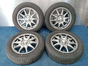 ★8-8.5分山★20年製★ ECOFINE 155/65R13　社外ホイール 13×4J +43 4H-100 4本セット 軽自動車等　E332