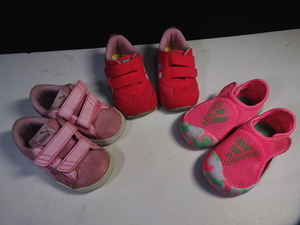 ■キッズ シューズ 13cm 3足セット アディダス アシックス プーマ ピンク 女の子 子供 adidas ASICS PUMA