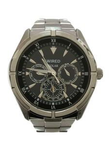 WIRED◆ソーラー腕時計/アナログ/ステンレス/BLK/SLV/V14J-0BV1